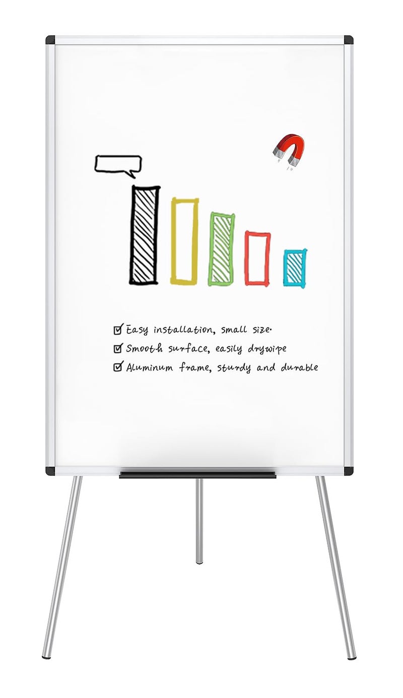 VIZ-PRO Magnetic Portable Easel Dry Erase Board, Flipchart Easel Stand Tripod Whiteboard, 24"W x 36"L - Image 1